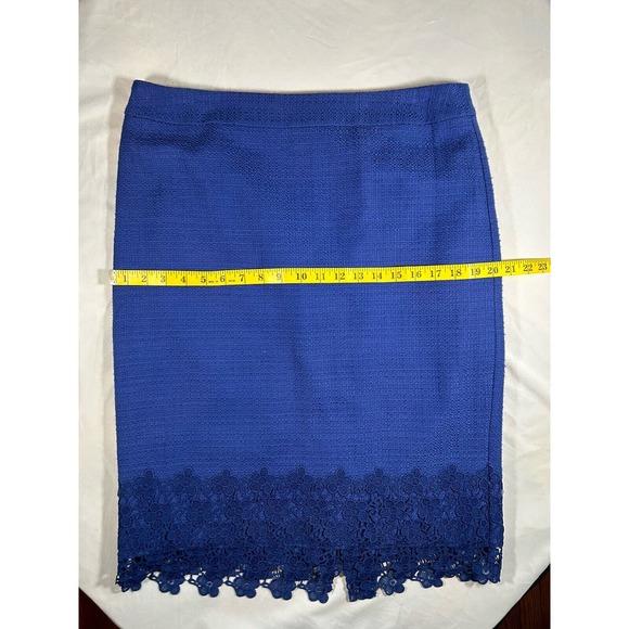 Talbots Women’s Blue Floral Lace Trim Cotton Pencil Skirt Size 12 - Picture 7 of 8